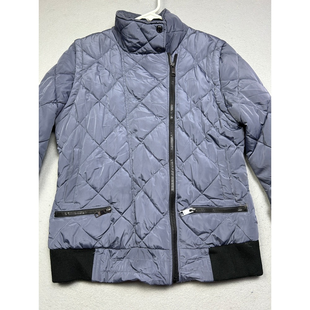Marc New York Performance Quilted Puffer Jacket Polyester Blue Gray Medium Women